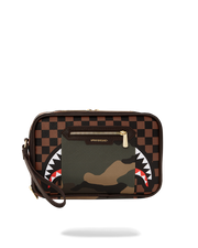 EXTERIOR GOLD ZIP POCKET SHARKS IN PARIS TOILETRY BRICKSIDE BAG