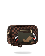 EXTERIOR GOLD ZIP POCKET SHARKS IN PARIS TOILETRY BRICKSIDE BAG