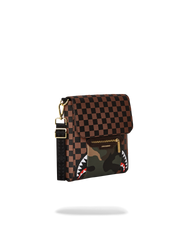 EXTERIOR GOLD ZIP POCKET SHARKS IN PARIS MESSENGER SLING BAG