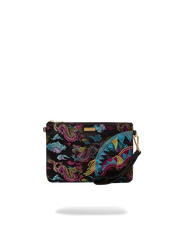 EMBROIDERED DRAGONS CROSSOVER CLUTCH