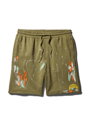 PAINT SPLAT KNIT SHORTS (GREEN)