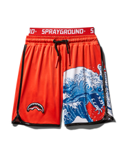 KIDS JAPAN WAVE SWIM TRUNKS (RED)