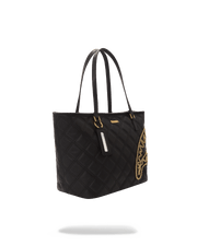 NOIR QUILT GOLD CHAIN SHARK TOTE