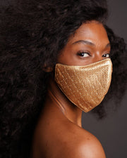 GOLD MONEY PATTERN VEGAN LEATHER FACE MASK